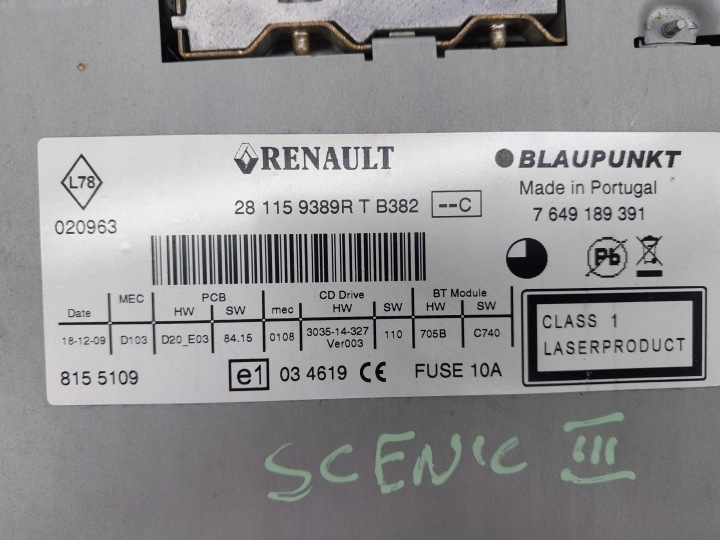 фото №5, Магнитола заводские cd 281159389r renault grand scenic iii