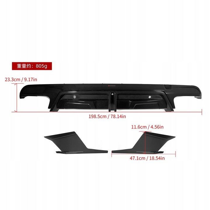 фото №7, Диффузор задний bmw x5m f95 lci – стиль sq, dry карбон sooqoo з led