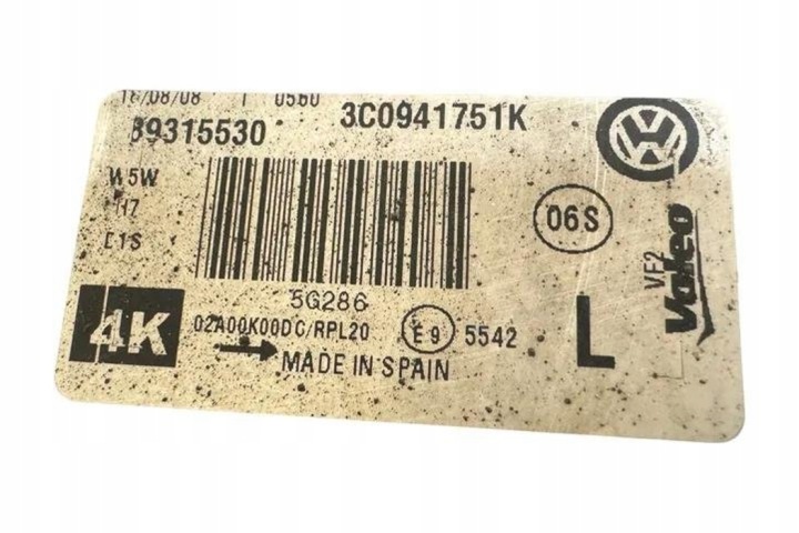 фото №9, Фара ліва передня vw passat варіант b6 3c5 3c0941751k 2.0l дизель 88kw