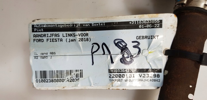 фото №10, Ford fiesta mk8 1.5 tdci 17r- полуось левая #p183