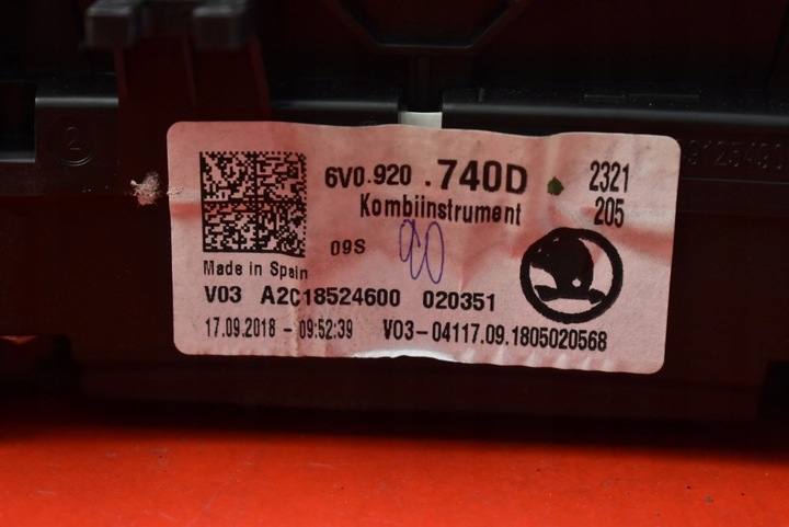 фото №6, Спідометр  прилади eu 6v0920740d skoda fabia 3 iii 1.0 tsi 95 km 14-21