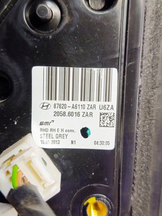 фото №8, Hyundai i30 ii 12-16 zar дзеркало зовнішні праве 5 pin 87620-a6110