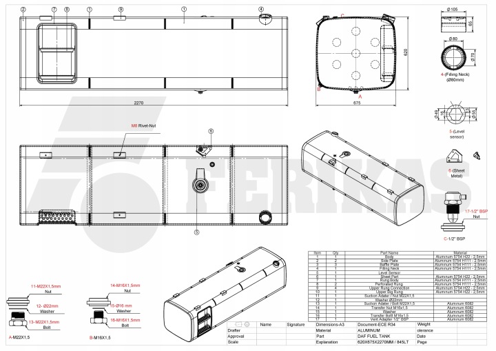 фото №10, Новый aluminiowy бак топлива daf 845l 1944800