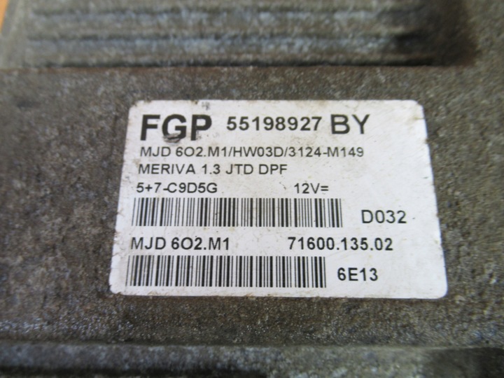 фото №3, Комп'ютер набір стартовий opel meriva a 1,3 cdti 55198927 by mjd6o2.m1 hw03d