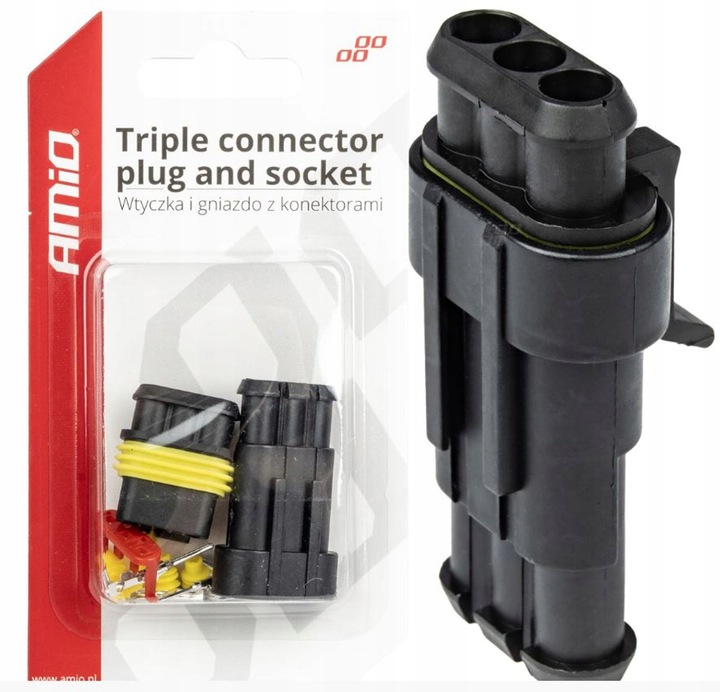 фото №1, Amio штекер + гніздо 3 pin герметичні -03519