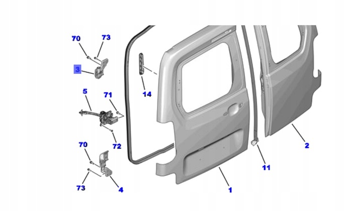 фото №1, Su001-a9099 верхній петля лівих задніх двері proace rifter combo berlingo