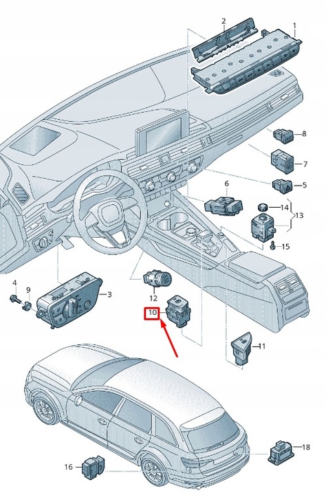 фото №1, Audi a5 sportback f5 handbrake button rhd 8w2927225d