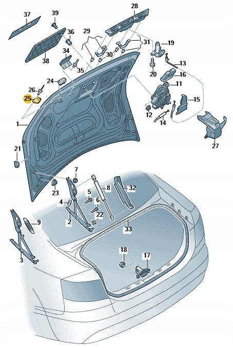 фото №4, Відбійник кришки багажника audi a6 c6 sedan оригінал