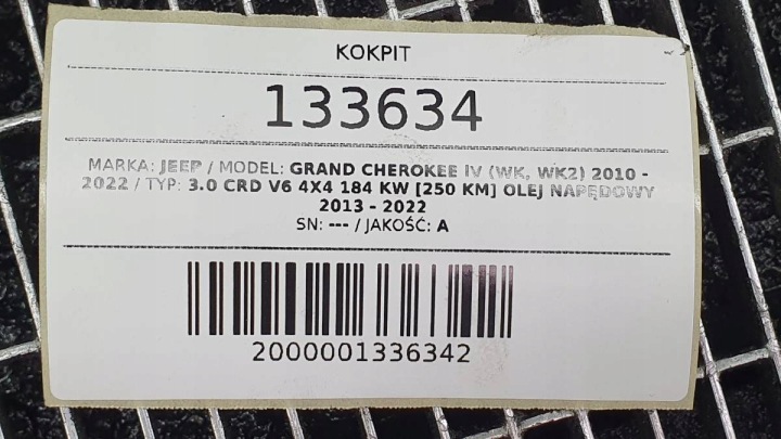 фото №14, Капот торпедо консоль ремни jeep grand cherokee iv wk2 оригинал комплект