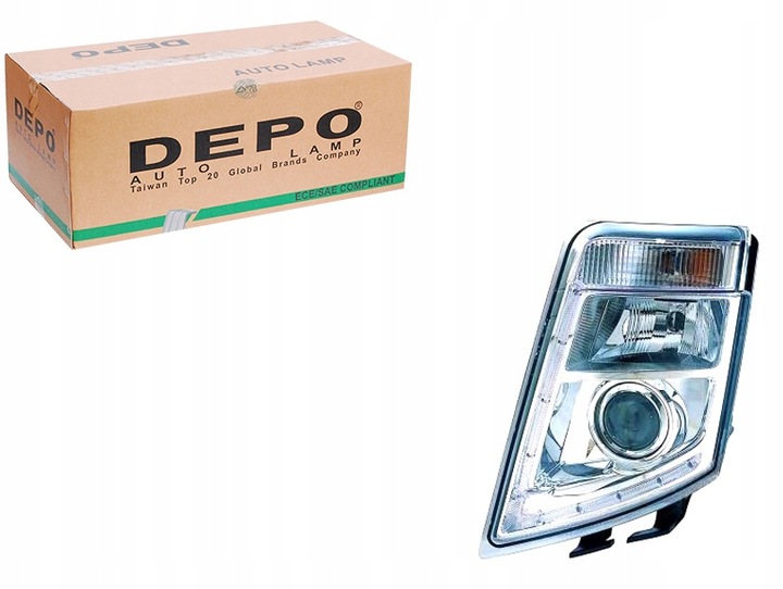 фото №1, Depo фара h7/led механический цвет вкладыш хром