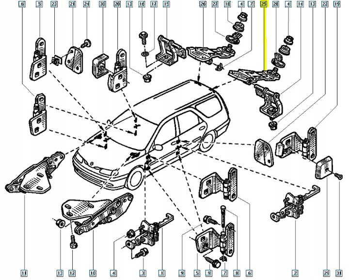 фото №6, Петля, крепление крышки багажника левая renault laguna estate оригинальный номер 7700838708