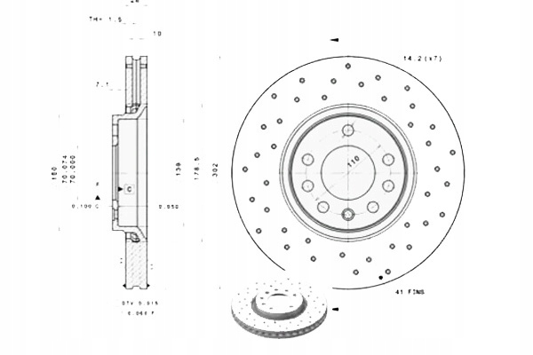фото №2, Brembo диски тормозные nawiercane cadillac bls ch