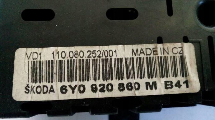 фото №4, Спидометр skoda fabia i 1,2 b 2003r. 6y0920860m