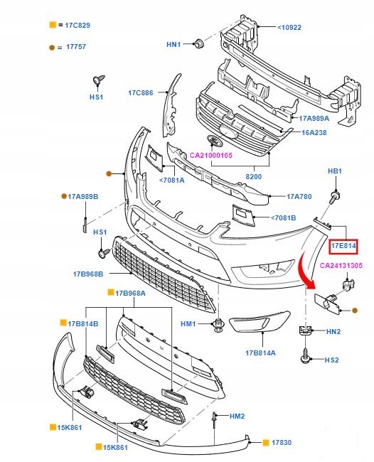 фото №14, Ковзун бампера лівий перед mondeo mk4 оригінальний номер 1490202