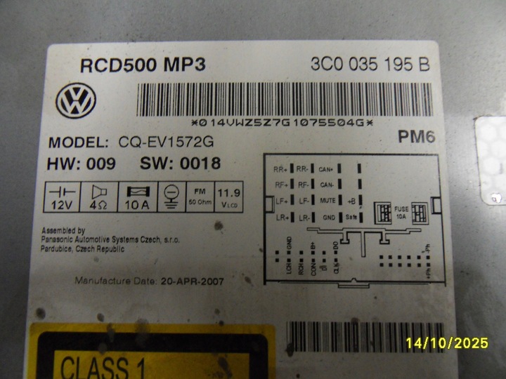 фото №3, Радіо volkswagen оригінальний номер 3c0035195b