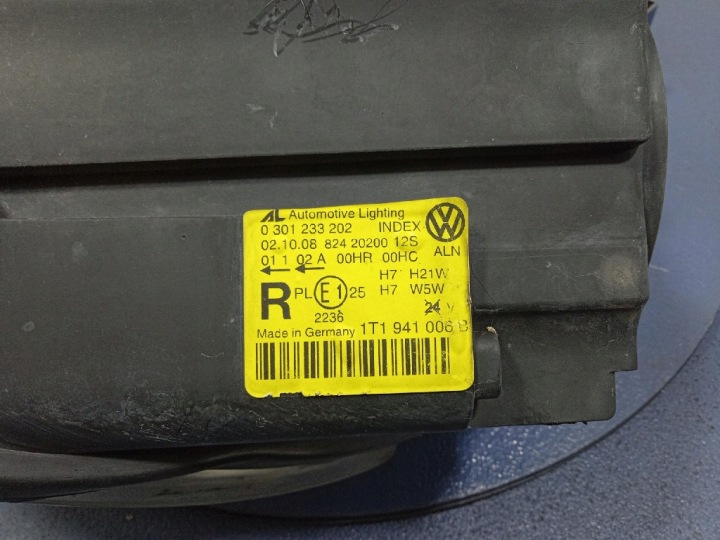 фото №7, Vw touran i 1t рестайлинг 07- фара правое фара eu 1t1941006b