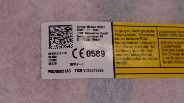 фото №6, Jeep wrangler jl 18- подушка безпеки сидіння лівий 68280931ac