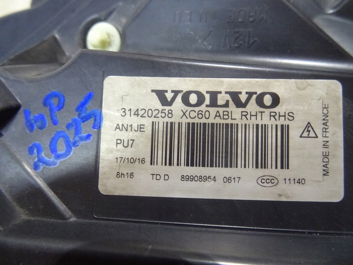 фото №10, Volvo xc60 рестайлинг ксенон лампа правая перед передняя 31420258 llu