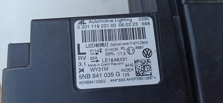 фото №12, Vw tiguan ii рестайлинг 2020- лампа левый перед полный led 5nb941035g европа