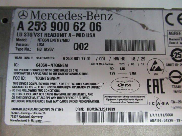 фото №5, Mercedes навигация ntg6 mid usa a2539006206