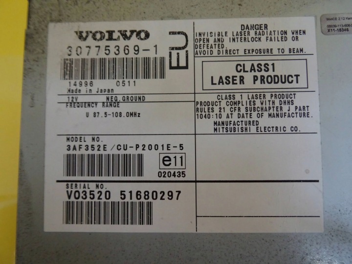 фото №8, Зчитувач дисків volvo v70 s70 307753691 / 30775369-1 nr36