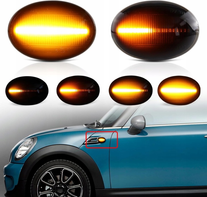 фото №1, Led dynamic поворотники mini cooper r55 r56 r57 r58 r59 затемнений
