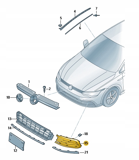 фото №13, Volkswagen golf 8 viii 5h 2020+ решітка передньої бампера права 5h0853666j