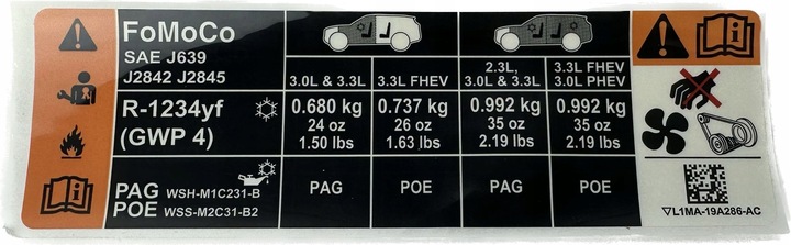 фото №1, Ford explorer 2020 - наклейка захист ременя перед оригінальний номер _ 2538334 _ l1ma-19a286-