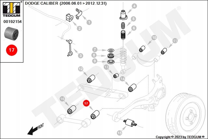 фото №13, Втулка важеля заднього поперечного передньої zew dodge caliber