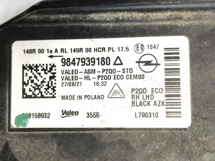 фото №12, Opel mokka ii b 20- лампа полный led правая перед eu 9847939180