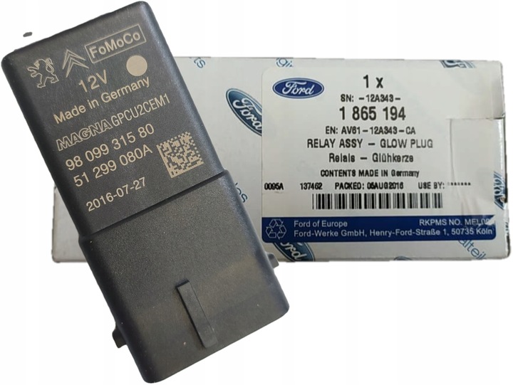 фото №1, Реле свечей накаливания peugeot hdi ford tdci 132180