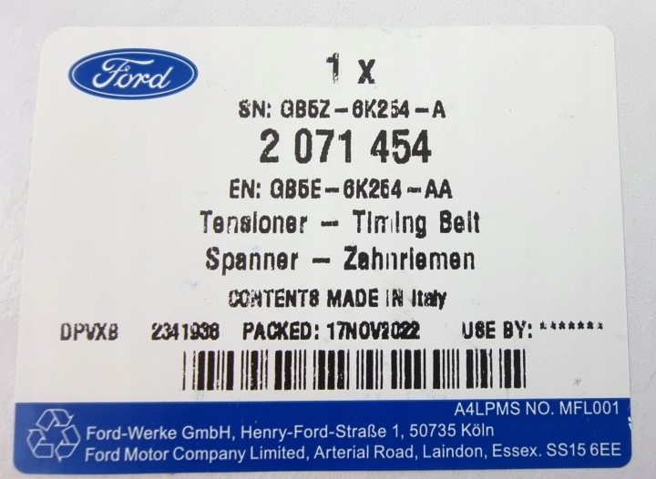 фото №10, Натяжитель цепи ford ford 1,8 / 2,0 / 2,3 / 2,5 2071454 _ gb5e-6k254-aa