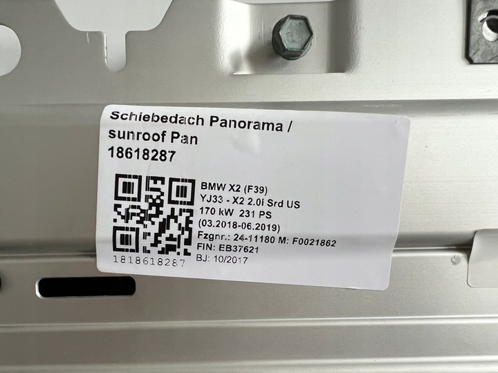 фото №8, Bmw x2 f39 панорама стеклянный крыша sunroof люк jak новый оригинал bmw