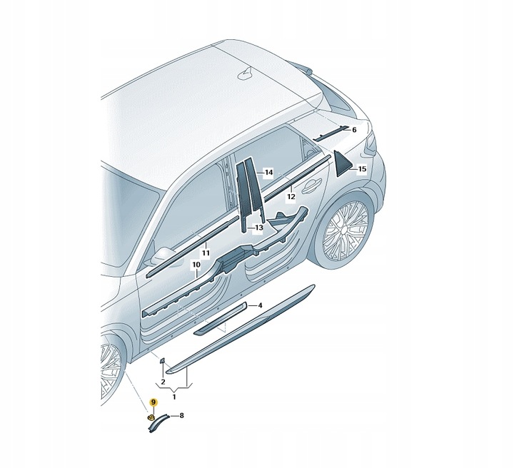 фото №2, Супорт sprężysty накладки краю підкрилки оригінальний номер 8r0853585
