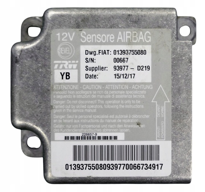 фото №1, Модуль подушка безпеки fiat ducato jumper 01393755080 93977-d219 + програмування