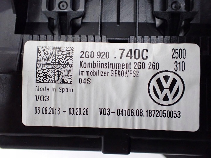 фото №8, Спидометр приборы европа 2g0920740c 2g0920740 vw polo 2g vi 18r