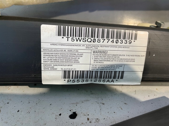 фото №6, Dodge caliber 07r штори повітряна ліва i права p55351256aa p55351257aa
