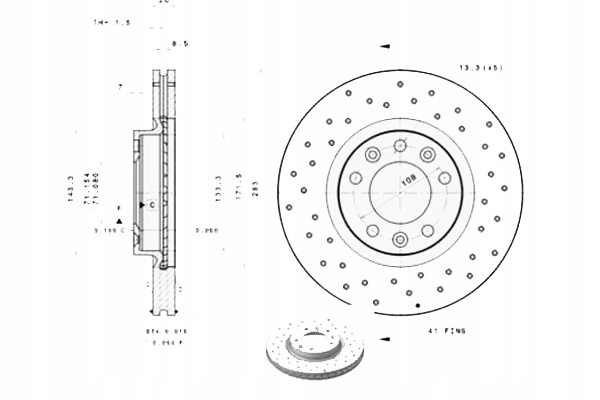 фото №2, Диски тормозные nawiercane peugeot 407 508 i 607