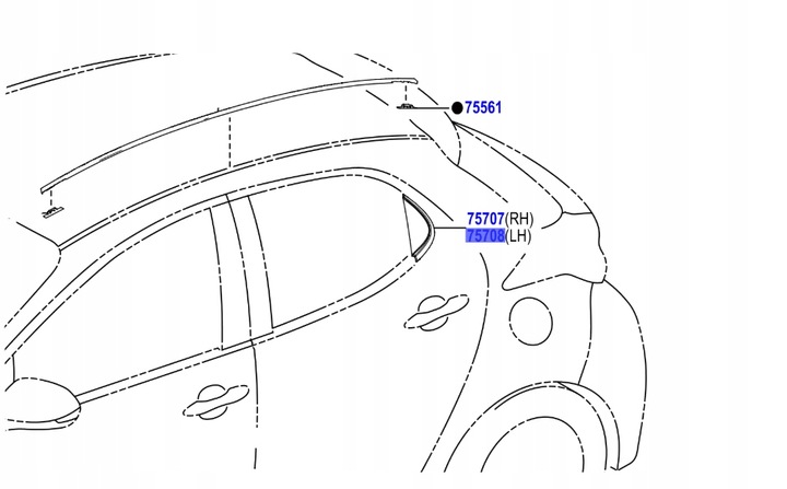 фото №1, 75708-0d030 заглушка трикутник чорна планка задні двері гібрид yaris iv