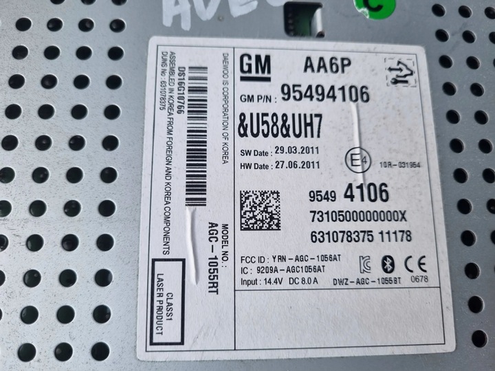 фото №7, Chevrolet aveo t300 радио заводские cd aux 95494106 европа
