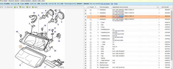фото №7, Saab 9-5 1998 ліва сторона лампи передні