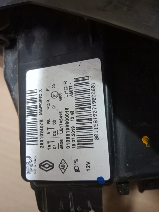 фото №8, Лампа права перед передня модуль led renault clio v 5 260102407r