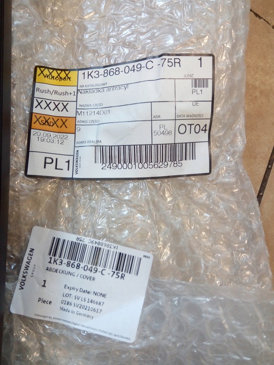 фото №5, Ручка накладка оббивка vw golf v 1k3868049c нова оригінал.