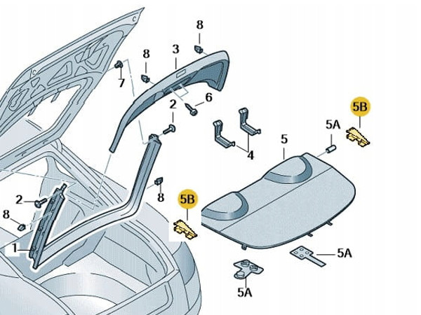 фото №4, Задняя полка багажник защёлки крепления do audi tt 8j