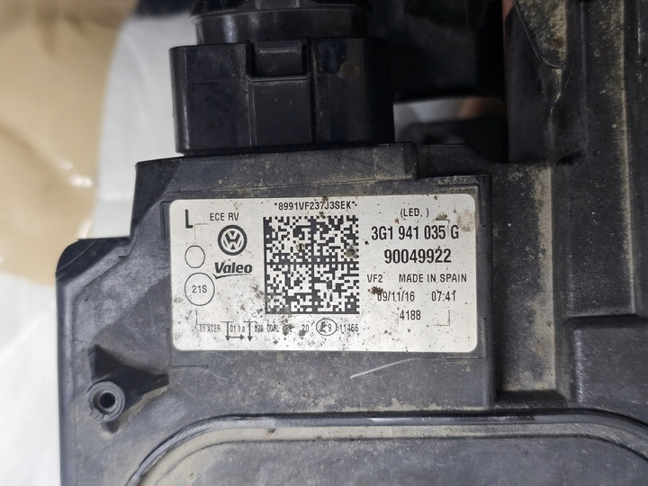 фото №13, Лампа фара перед левый левая европа vw passat b8 led 3g1941035g