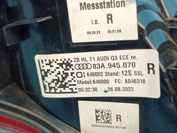 фото №8, Audi q3 f3 sportback 1,5 tsi 110kw 2024 r фара праве зад 83a945070
