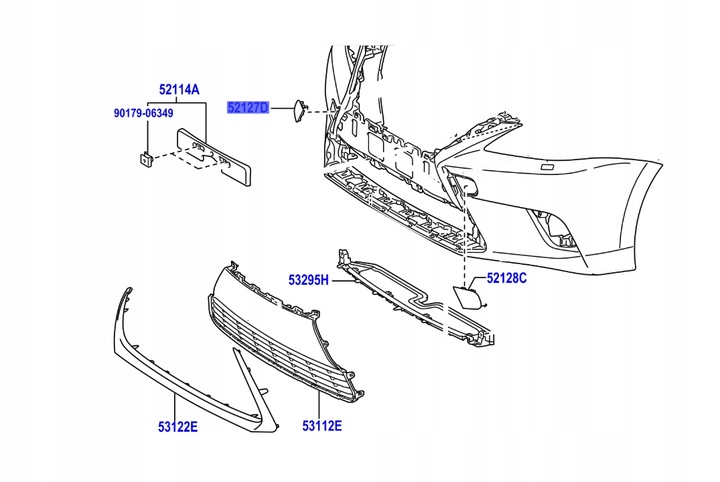 фото №1, 52127-76904 правая заглушка фаркоп передней бампера lexus ct200h 13-20