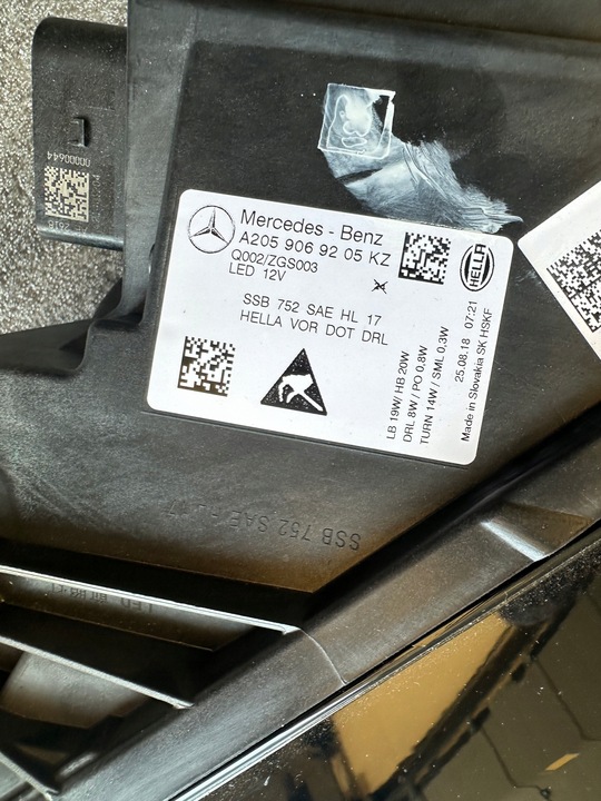 фото №4, Лампа перед левая mercedes c-klasa w205 рестайлинг performance a2059069205....