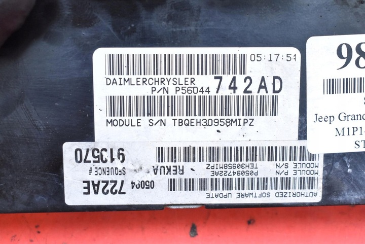 фото №7, Блок керування двигуна p56044742ad jeep grand cherokee iii wk 3.7 v6 210km 04-10