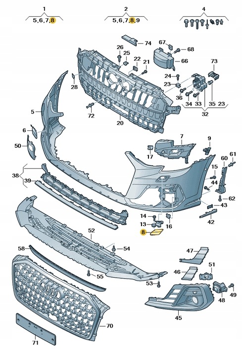 фото №1, Накладка заглушка омывателя лампа левая audi a8 d5 aso оригинал новая